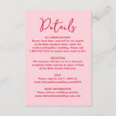 Whimsical Pink and Red Heart Wedding Details Begleitkarte (Vorderseite)