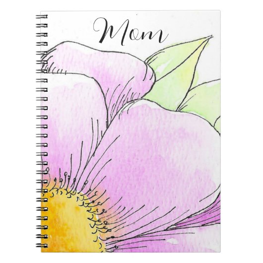 Whimsical Pink Aquarell-Blume Notizblock (Vorderseite)