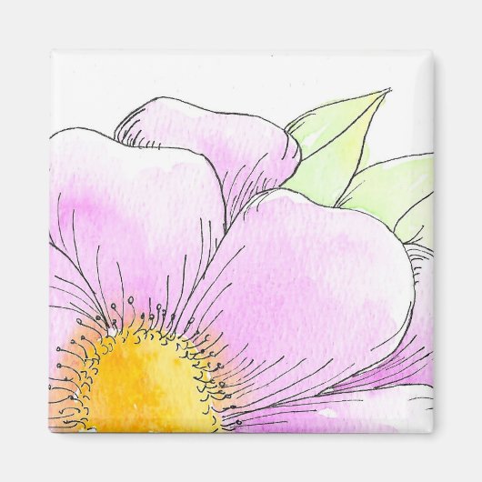 Whimsical Pink Aquarellblume Magnet (Vorne)