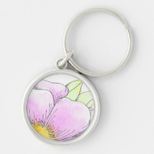 Whimsical Pink Aquarellblume Schlüsselanhänger