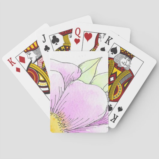 Whimsical Pink Aquarellblume Spielkarten (Rückseite)