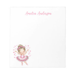 Whimsical Pink Ballerina Mädchen Notizblock