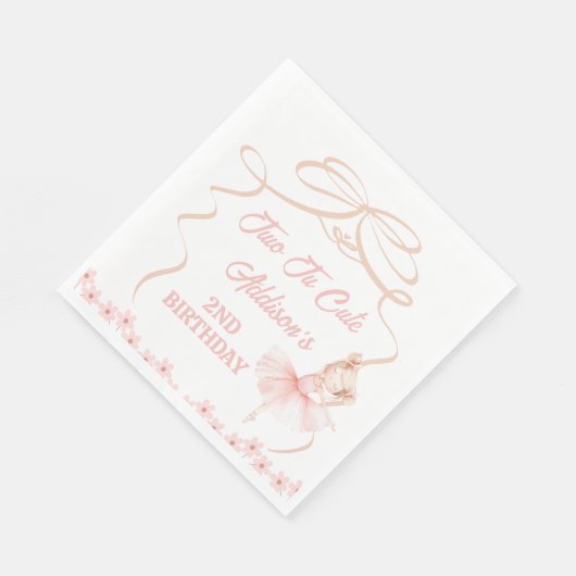Whimsical Pink Ballerina Two Tu Niedlich 2. Geburt Serviette (Ecke)