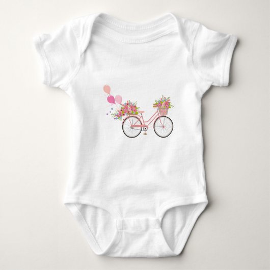 Whimsical Pink Bicycle Baby Strampler (Vorderseite)