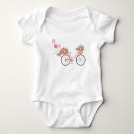 Whimsical Pink Bicycle Baby Strampler