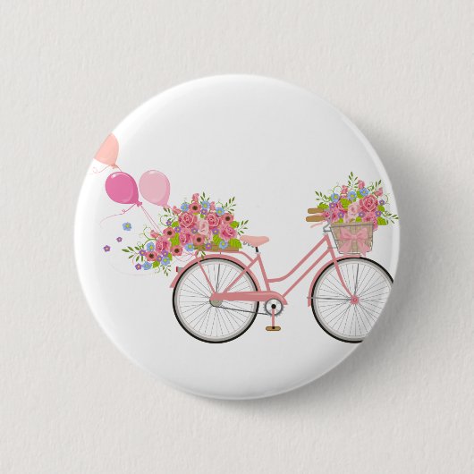 Whimsical Pink Bicycle Button (Vorderseite)