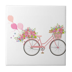 Whimsical Pink Bicycle Fliese