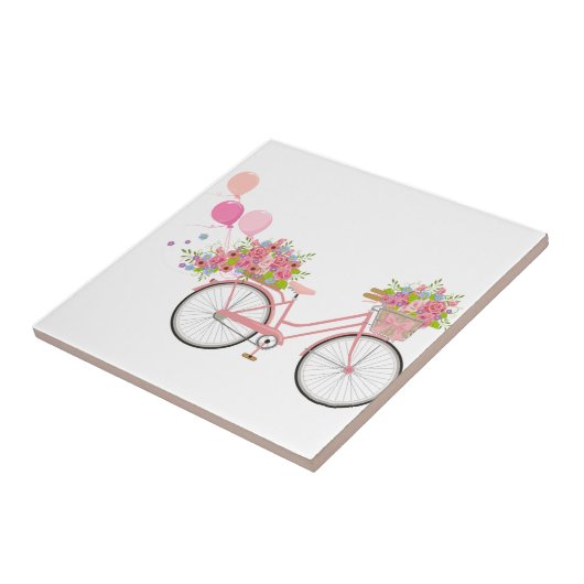 Whimsical Pink Bicycle Fliese (Seite)