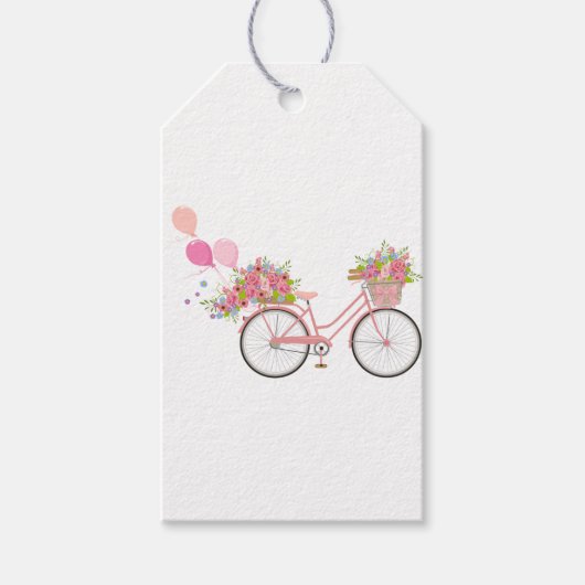 Whimsical Pink Bicycle Geschenkanhänger (Vorderseite)