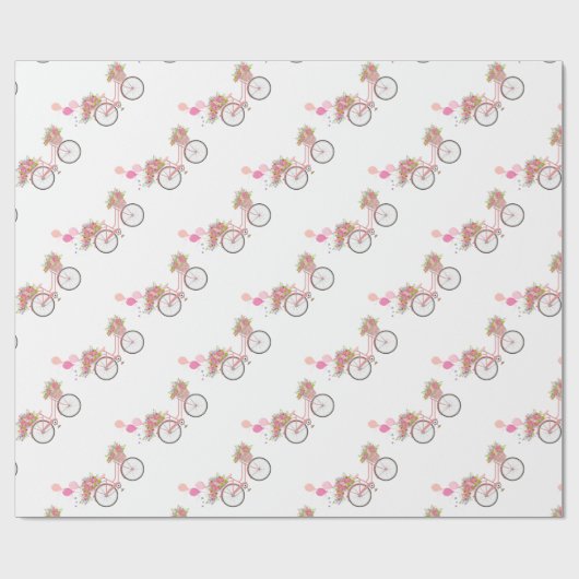 Whimsical Pink Bicycle Geschenkpapier (Flach)