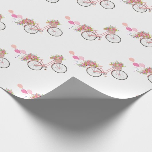 Whimsical Pink Bicycle Geschenkpapier (Ecke)
