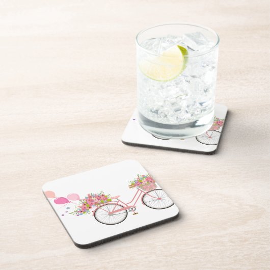 Whimsical Pink Bicycle Getränkeuntersetzer (Rechte Seite)