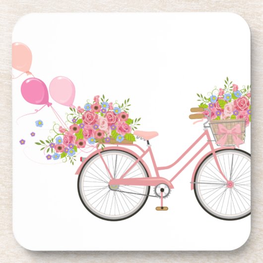 Whimsical Pink Bicycle Getränkeuntersetzer (Vorderseite)
