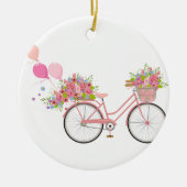 Whimsical Pink Bicycle Keramikornament (Vorne)