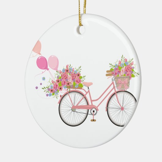 Whimsical Pink Bicycle Keramikornament (Links)