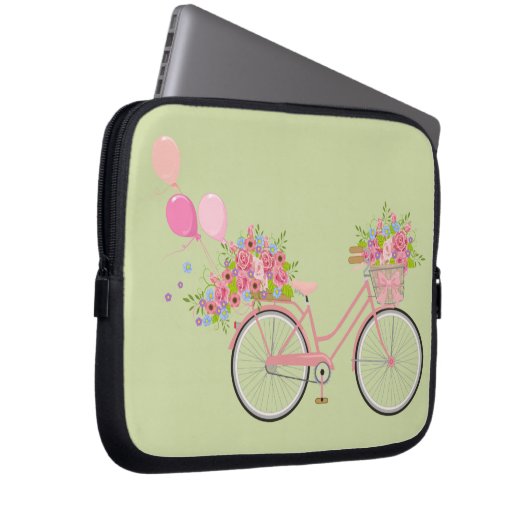 Whimsical Pink Bicycle Laptopschutzhülle (Vorne Rechts)