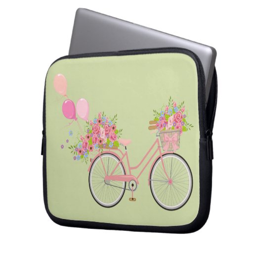 Whimsical Pink Bicycle Laptopschutzhülle (Vorderseite Links)