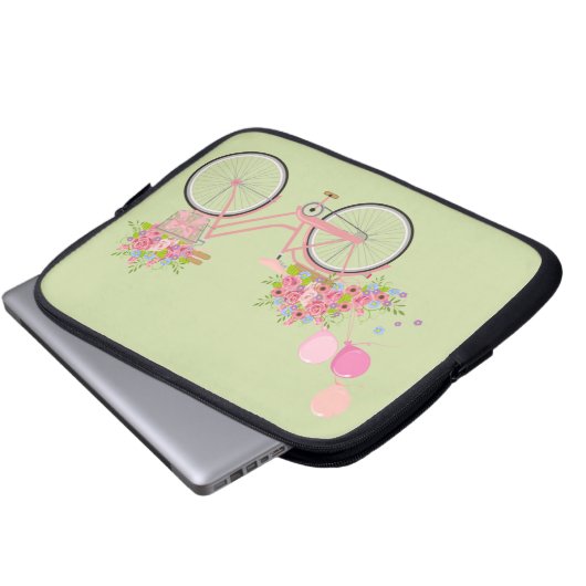 Whimsical Pink Bicycle Laptopschutzhülle (Vorne Knopf)