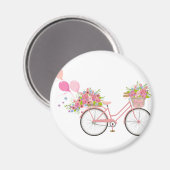Whimsical Pink Bicycle Magnet (Vorderseite/Rückseite)
