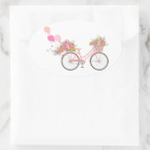 Whimsical Pink Bicycle Ovaler Aufkleber (Tasche)