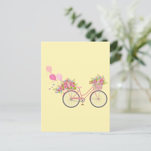 Whimsical Pink Bicycle Postkarte (Stehend Vorderseite)