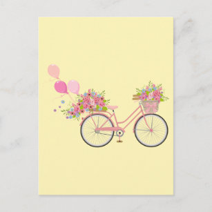 Whimsical Pink Bicycle Postkarte