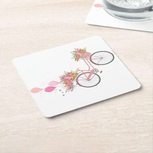 Whimsical Pink Bicycle Rechteckiger Pappuntersetzer (angewinkelt)