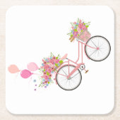 Whimsical Pink Bicycle Rechteckiger Pappuntersetzer (Vorderseite)