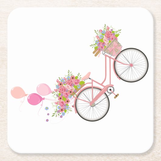 Whimsical Pink Bicycle Rechteckiger Pappuntersetzer (Vorderseite)