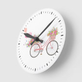 Whimsical Pink Bicycle Runde Wanduhr (Winkel)