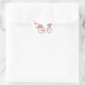 Whimsical Pink Bicycle Runder Aufkleber (Tasche)