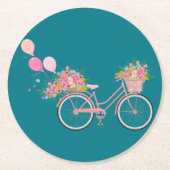 Whimsical Pink Bicycle Runder Pappuntersetzer (Vorderseite)