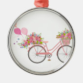 Whimsical Pink Bicycle Silbernes Ornament (Vorne)