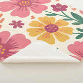 Whimsical Pink Bloom & Hearts Retro-Muster Sherpadecke (3/4)