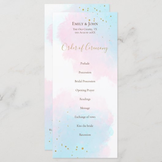 Whimsical Pink Blue Wasserfarben Pastellfarben Hoc Programm (Vorne/Hinten)