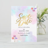 Whimsical Pink & Blue Wedding Einladungen (Stehend Vorderseite)