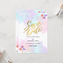 Whimsical Pink & Blue Wedding Einladungen