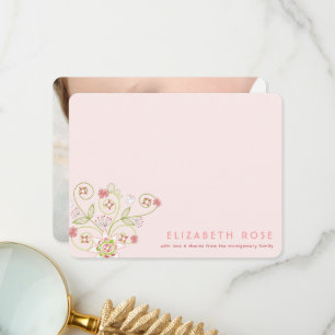 Whimsical Pink Blues Chic New Baby Girl Dankeskarte