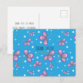 Whimsical Pink Blume Danke Postcard Postkarte (Vorne/Hinten)