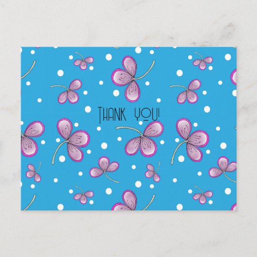 Whimsical Pink Blume Danke Postcard Postkarte (Vorderseite)