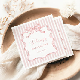 Whimsical Pink Blush Bow Ribbon Girl Baby Dusche Serviette