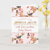 Whimsical Pink Boho Butterfly Girl Babydusche Karte (Gelbe Blume)