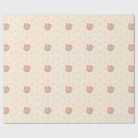 Whimsical Pink Book & Stars Geschenkpapier (Flach)