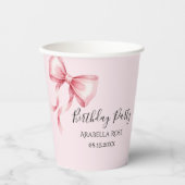 Whimsical Pink Bow Birthday Party Pappbecher (Vorderseite)