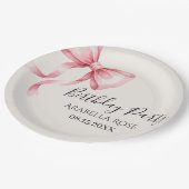 Whimsical Pink Bow Birthday Party Pappteller (Schrägansicht)