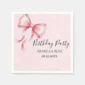 Whimsical Pink Bow Birthday Party Serviette (Vorderseite)