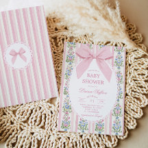 Whimsical Pink Bow Floral Baby Dusche