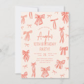 Whimsical Pink Bow Girl Geburtstag Einladung (Vorderseite)