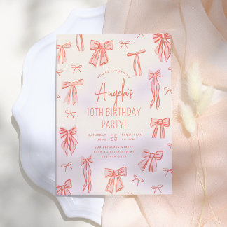 Whimsical Pink Bow Girl Geburtstag Einladung