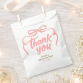 Whimsical Pink Bow Handwritten Bridal Thank You Geschenktütchen (Ausgeschnitten)